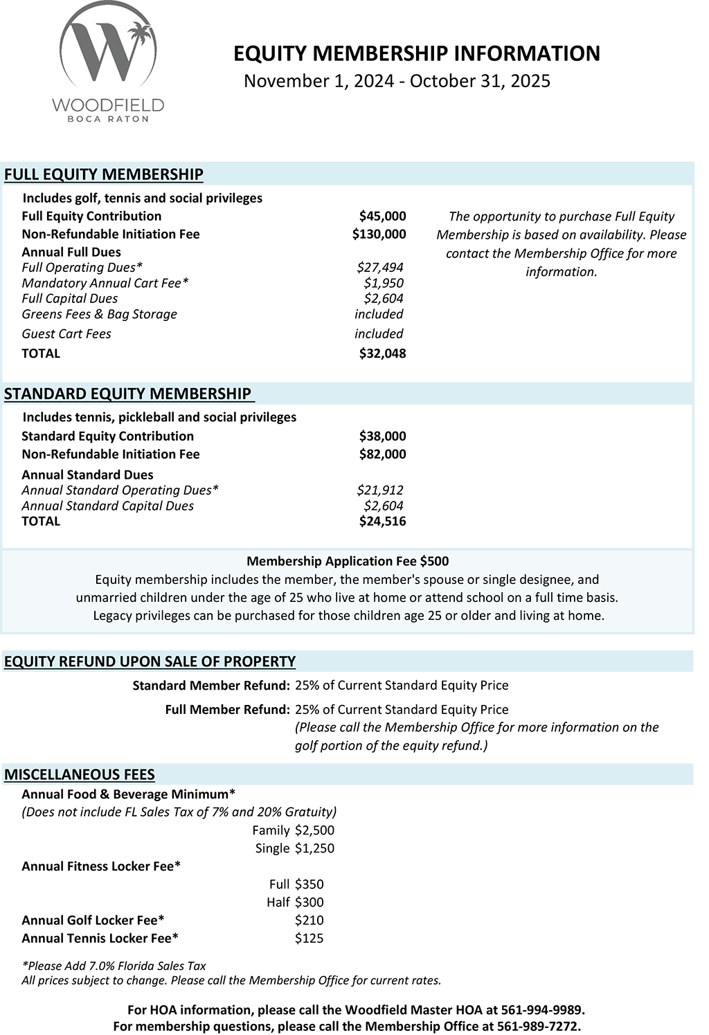 Woodfield Boca Raton Dues and Equity FY 24-25